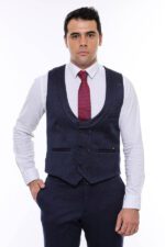 Patterned-Double-Breasted-Dark-Navy-Men-Vest-Trousers-Set-Wessi-6