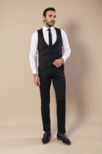 Patterned-Double-Breasted-Navy-Blue-Men-Trousers-Vest-Set-Wessi-1