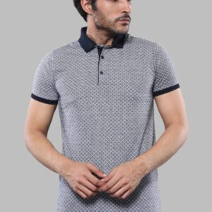 Patterned Grey Men's Polo T-Shirt | Wessi