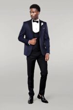 Patterned Jacket Combined Navy Blue Tuxedo