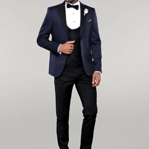 Patterned Jacket Combined Navy Blue Tuxedo | Wessi