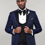 Patterned Jacket Navy Blue Tuxedo | Wessi