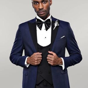 Patterned Jacket Navy Blue Tuxedo | Wessi