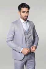 Patterned Light Blue 3 Piece Suit