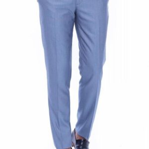 Patterned Light Blue Men Trousers - Wessi