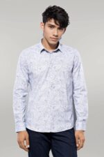 Patterned Men's White Shirt