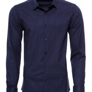 Patterned Navy Blue Men Shirt - Wessi