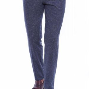 Patterned Navy Blue Men Trousers - Wessi