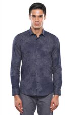 Patterned Navy Blue Shirt