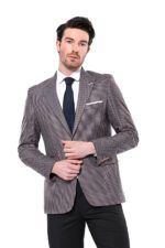 Patterned Navy Slim-Fit Blazer
