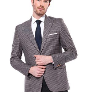 Patterned Navy Slim-Fit Blazer - Wessi