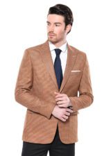 Patterned Orange Slim-Fit Blazer