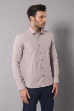 Patterned-Slim-Fit-Beige-Shirt-Wessi-1