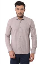 Patterned Slim Fit Beige Shirt