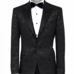Patterned Slim Fit Black Men Dinner Blazer - Wessi