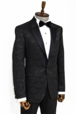 Patterned-Slim-Fit-Black-Men-Dinner-Blazer-Wessi-3