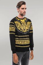 Patterned-Slim-Fit-Black-Yellow-Sweatshirt-Wessi-3