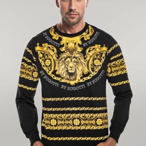 Patterned Slim Fit Black Yellow Sweatshirt - Wessi