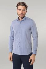 Patterned-Slim-Fit-Blue-Shirt-Wessi-1