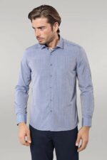 Patterned Slim Fit Blue Shirt