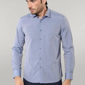 Patterned Slim Fit Blue Shirt - Wessi