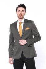 Patterned Slim-Fit Brown Men Blazer