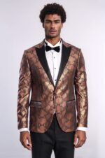 Patterned-Slim-Fit-Brown-Men-Stage-Tuxedo-Blazer-Wessi-1
