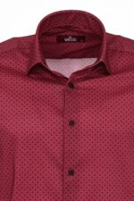 Patterned-Slim-Fit-Burgundy-Men-Shirt-Wessi-1