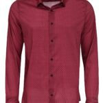 Patterned Slim Fit Burgundy Men Shirt - Wessi
