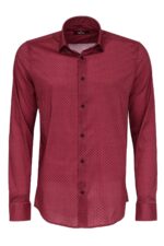 Patterned Slim Fit Burgundy Men Shirt