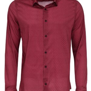 Patterned Slim Fit Burgundy Men Shirt - Wessi