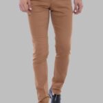 Patterned Slim Fit Cotton Tan Men Pants - Wessi