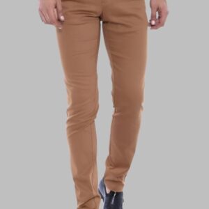 Patterned Slim Fit Cotton Tan Men Pants - Wessi