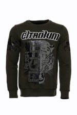 Patterned Slim Fit Dark Green Sweatshirt