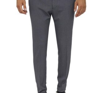 Patterned Slim Fit Dark Grey Men Pants - Wessi