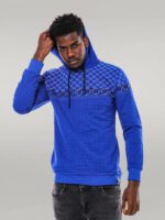 Patterned Slim Fit Indigo Blue Sweatshirt
