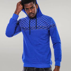 Patterned Slim Fit Indigo Blue Sweatshirt - Wessi