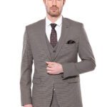 Patterned Slim Fit Light Brown Men Blazer - Wessi
