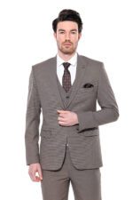 Patterned Slim Fit Light Brown Men Blazer