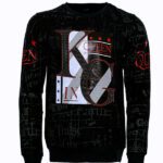 Patterned Slim Fit Men Black Sweatshirt - Wessi