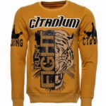 Patterned Slim Fit Mustard Sweatshirt - Wessi