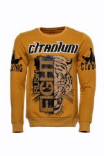 Patterned Slim Fit Mustard Sweatshirt