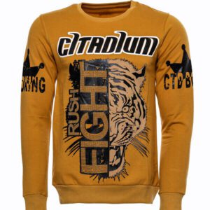 Patterned Slim Fit Mustard Sweatshirt - Wessi