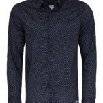 Patterned Slim Fit Navy Blue Men Shirt - Wessi