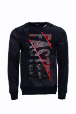 Patterned Slim Fit Navy Blue Men's Sweatshirt