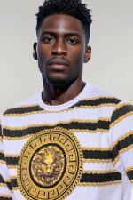 Patterned Slim Fit White Sweatshirt