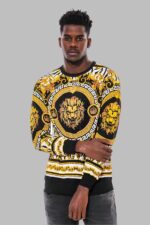 Patterned-Slim-Fit-Yellow-Black-Mens-Sweatshirt-Wessi-1