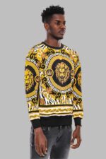 Patterned-Slim-Fit-Yellow-Black-Mens-Sweatshirt-Wessi-3