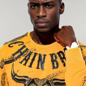 Patterned Slim Fit Yellow Sweatshirt - Wessi