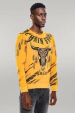 Patterned-Slim-Fit-Yellow-Sweatshirt-Wessi-4